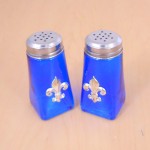 G60025BLUE - BLUE SQUARE SALT-PEPPER W/SILVER FDL